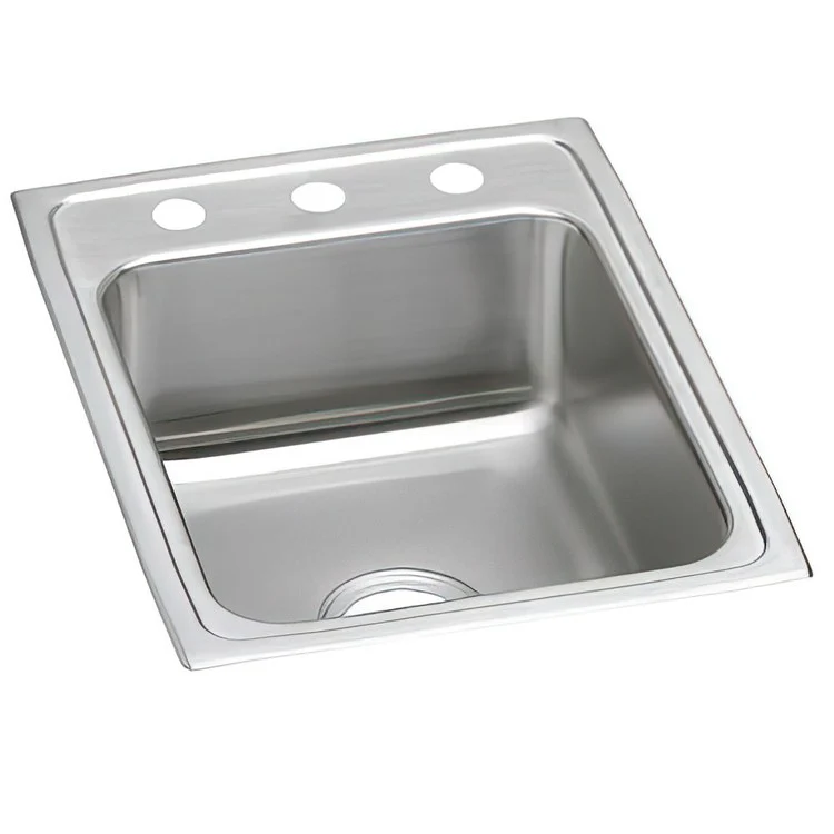 Kitchen Sink Lustertone Classic 17 x 22 Inch Single Bowl 1 Hole ADA Lustrous Satin Drop-In Rectangle Drain Location Rear Center Depth 6 Inch Bottom Only Pads - Frankwebs