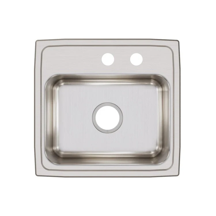 Kitchen Sink Lustertone Classic 19 x 18 Inch Single Bowl MR2 Hole Lustrous Satin Drop-In Stainless Steel Drain Location Center Bottom Only Pads - Frankwebs