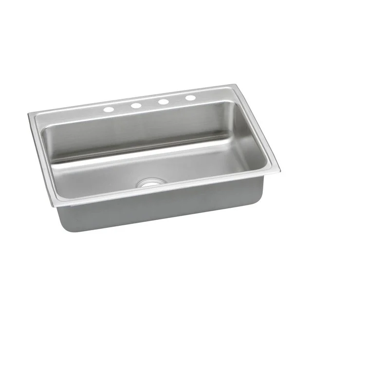 Kitchen Sink Lustertone Classic 31 x 22 Inch Single Bowl 3 Hole ADA Lustrous Satin Drop-In Rectangle Drain Location Rear Center Depth 5 Inch Quick Clip Mounting System Bottom Only Pads - Frankwebs
