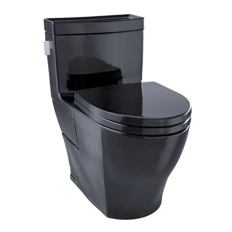 Toilet Legato 1 Pieces Universal Height Washlet Ready Ebony Elongated ADA 27-15/16 Inch 1.28 Gallons per Flush Left Hand Chrome Soft Close - Frankwebs
