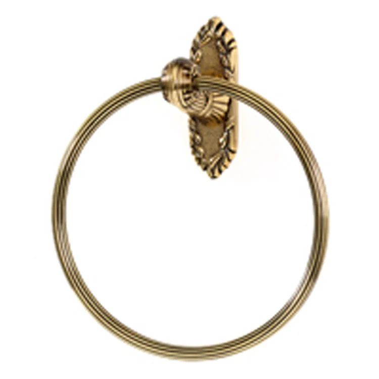 Towel Ring Ribbon & Reed Bath 7 Inch Unlacquered Brass 3-7/16 Inch - Frankwebs
