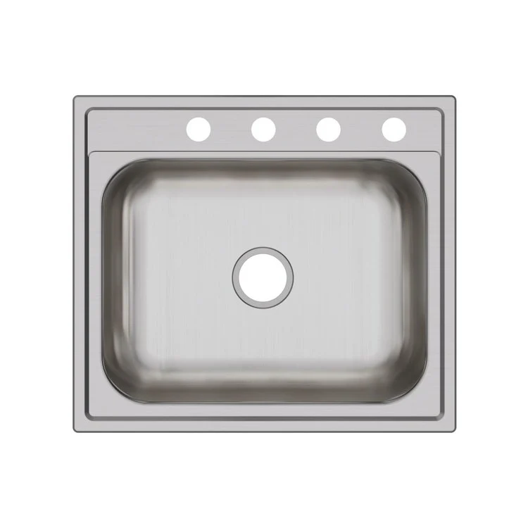 Kitchen Sink Dayton 25 x 22 Inch Single Bowl 4 Hole Premium Highlighted Satin Top Mount - Frankwebs
