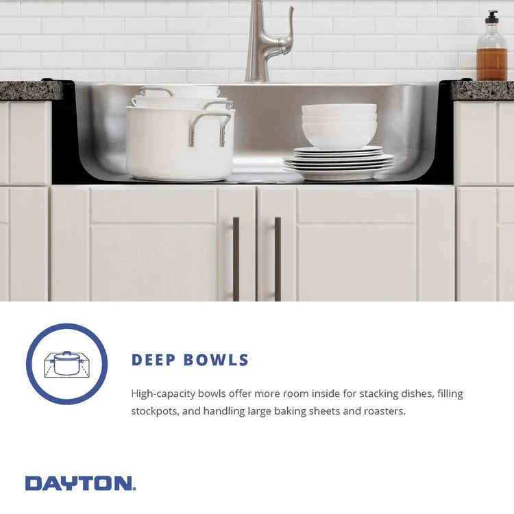 Kitchen Sink Dayton 33 x 22 Inch Single Bowl Equal 2 Hole Elite Satin Drop-In Drain Location Center 8 Inch Bottom Only Pads - Frankwebs