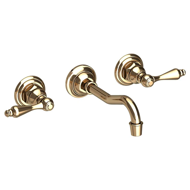Lavatory Faucet Chesterfield Wall Mount 8 Inch Spread 2 Lever ADA WaterSense Polished Brass Uncoated Living 1.2 Gallons Per Minute Brass Less Drain Spout Reach 7-1/4 Inch - Frankwebs