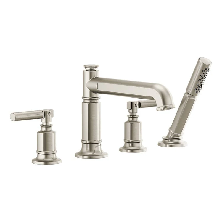 Roman Tub Trim Invari Deck Mount Less Handle Brilliance Luxe Gold WaterSense ADA 9-11/16 Inch Reach with Handshower/Hose/Spout - Frankwebs