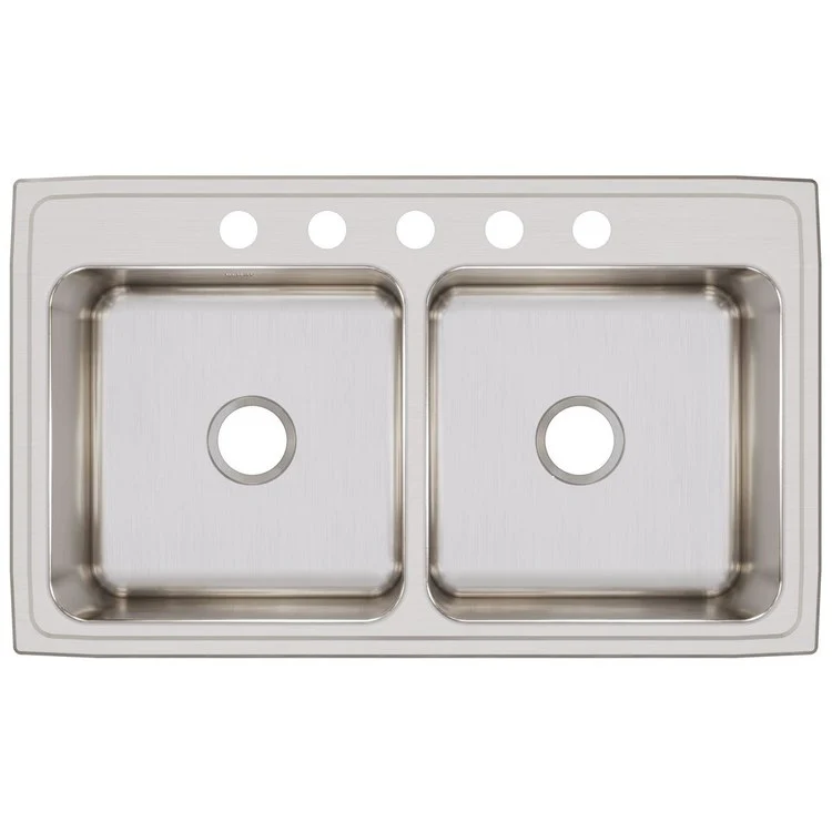 Kitchen Sink Lustertone Classic Gourmet 37 x 22 Inch Double Bowl Equal 5 Hole Lustrous Highlighted Satin Top Mount - Frankwebs