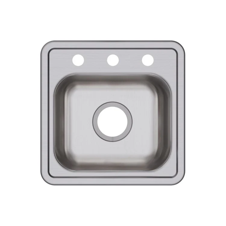 Bar Sink Dayton 15 x 15 Inch Single Bowl with Drain Opening 3 Hole ADA Satin Drop-In Square Drain Size 3-1/2 Inch - Frankwebs