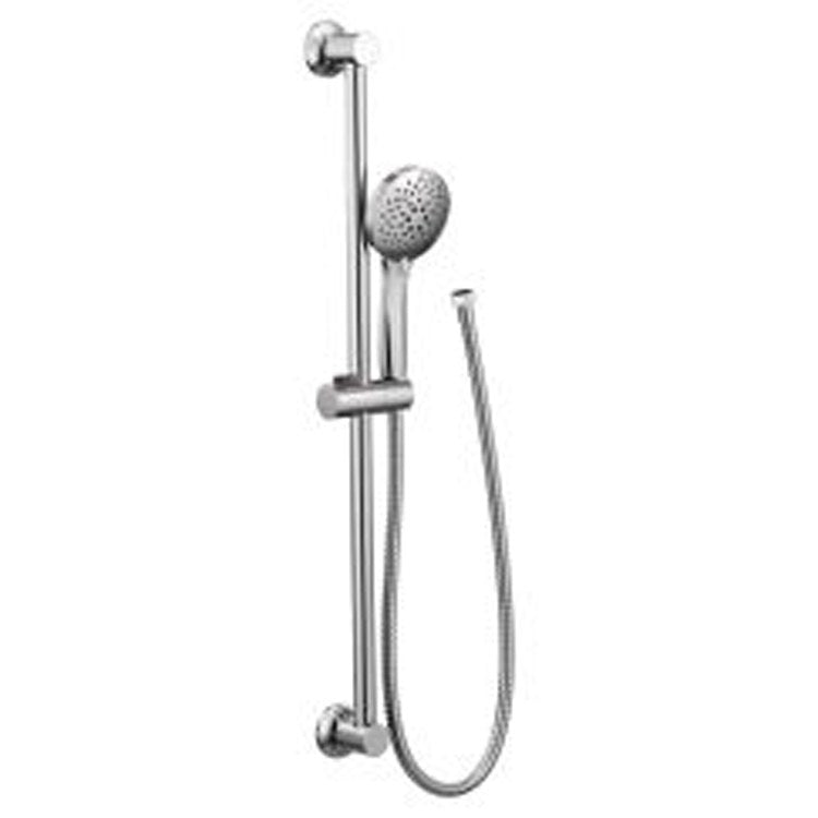 Handshower Set Chrome 5 Function 1.75 Gallons per Minute 30IN Slide Bar Includes 69IN Hose - Frankwebs