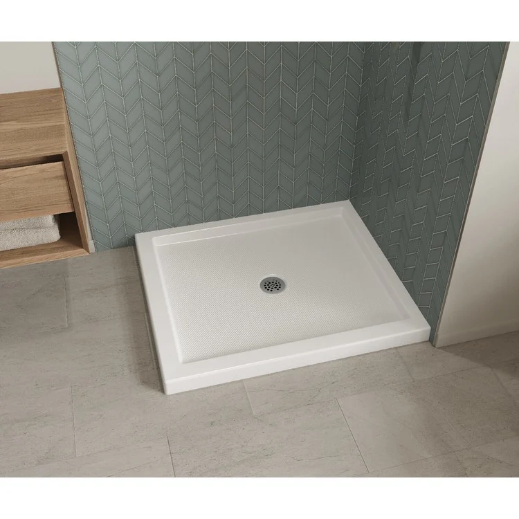 Shower Base B3 Corner Right Stabili-T Round Drain White 42 x 36 Inch Acrylic - Frankwebs