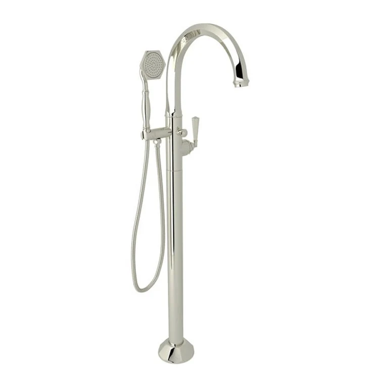 Tub Filler Trim Palladian Floor Mount 1 Lever Italian Brass 1 Hole Swivel Spout - Frankwebs