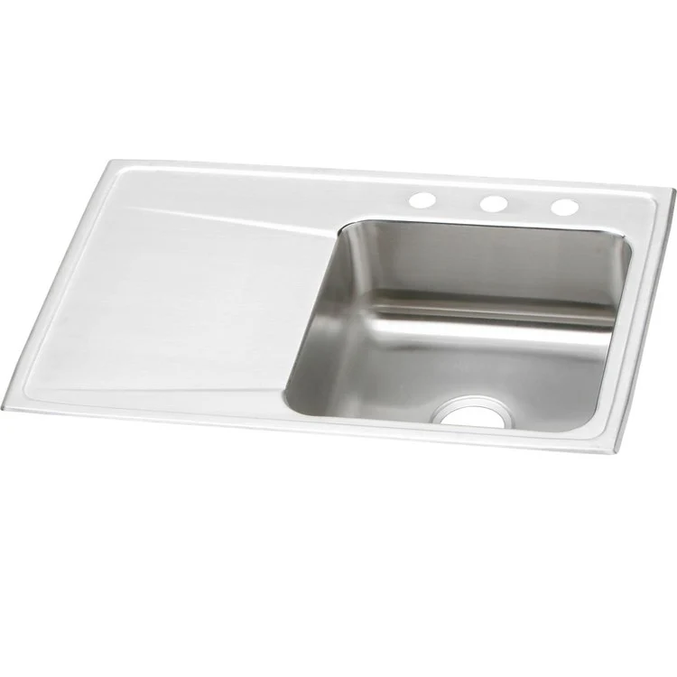 Kitchen Sink Lustertone Classic 33 x 22 Inch Single Bowl with Left Drainboard MR2 Hole Lustrous Satin Drop-In - Frankwebs