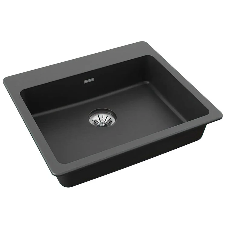 Kitchen Sink Quartz Classic 25 x 22 Inch Single Bowl ADA White Drop-In Rectangle Drain Location Rear Center Depth 5-1/2 Inch Naturally Sound Deadening Superior Heat Scratch Fade and Stain Resistance - Frankwebs