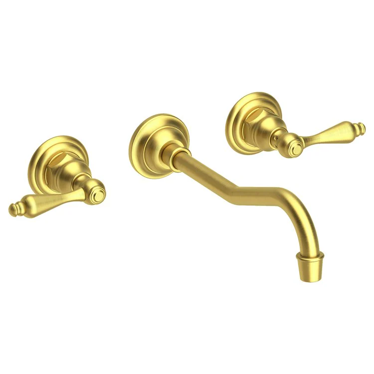 Lavatory Faucet Chesterfield Wall Mount 8 Inch Spread 2 Lever ADA WaterSense Satin Bronze PVD 1.2 Gallons Per Minute Brass Less Drain Spout Reach 9-3/4 Inch - Frankwebs