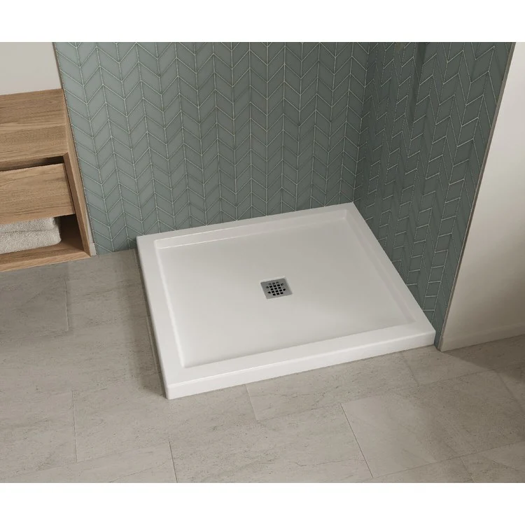 Shower Base B3 Corner Right Square Drain White 42 x 36 Inch Acrylic - Frankwebs