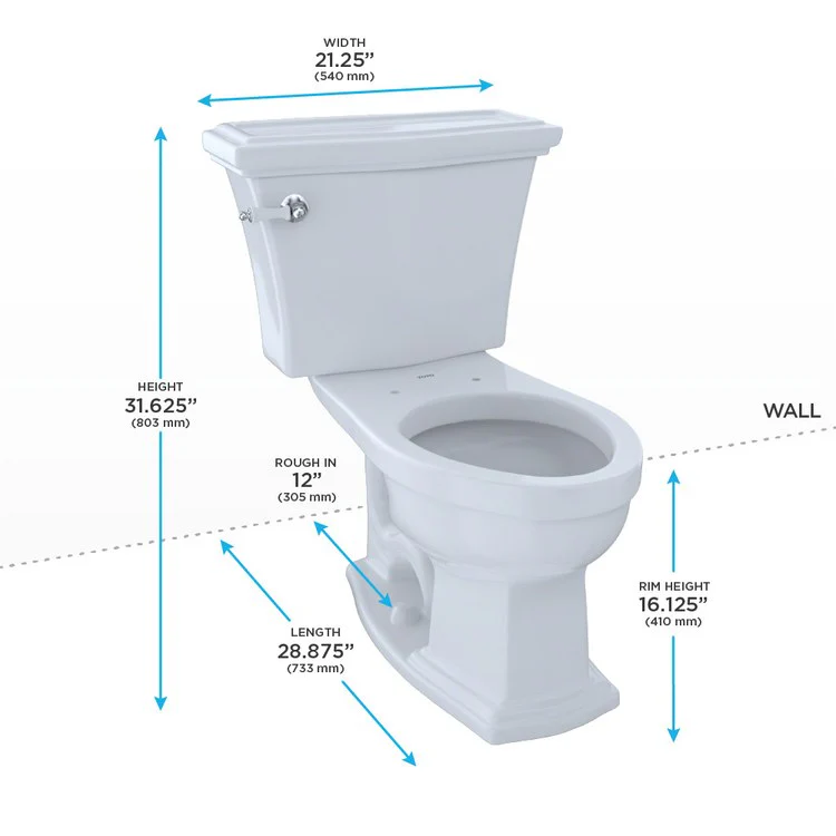 Toilet Eco Clayton 2 Pieces Close Coupled Universal Height Cotton Elongated ADA 31-5/8 Inch 1.28 Gallons per Flush Left Hand Chrome Less Seat - Frankwebs