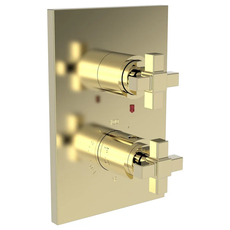 Thermostatic Trim Malvina Rectangular Plate 2 Cross Flat Black ADA for Luxtherm 1/2 Inch Rough Valve Face Plate Diverter and Temperature-Adjust Handles Brass - Frankwebs