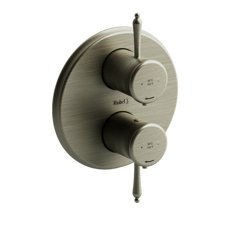 Thermostatic Valve Retro Pressure Balance System Round 4-Way 2 Lever Polished Nickel ADA 7-1/8W x 7-1/8H Inch - Frankwebs