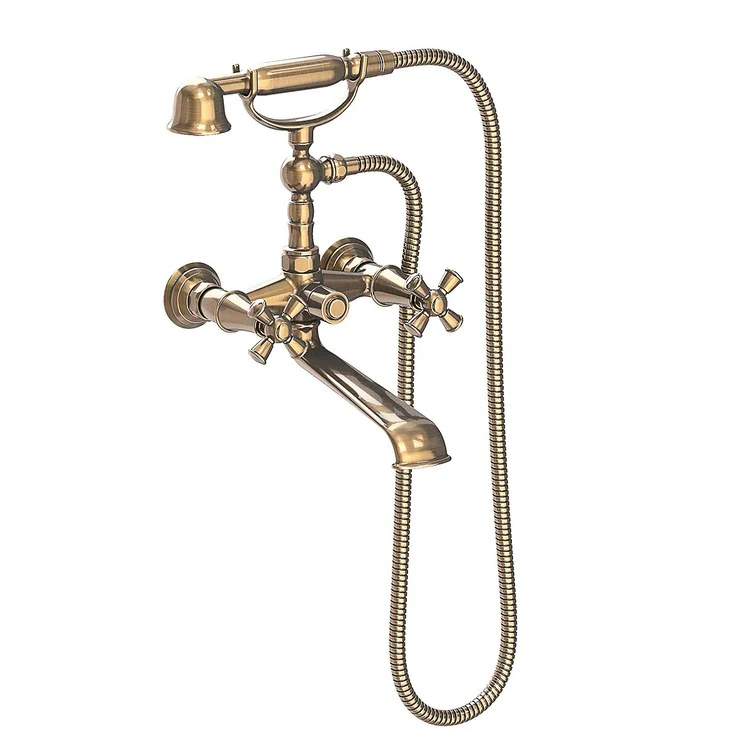 Tub Filler Aylesbury Wall Mount Exposed 6 Inch Spread 2 Cross ADA Polished Gold PVD 2 Hole - Frankwebs