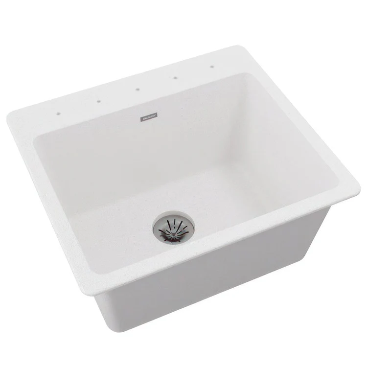 Laundry Sink Quartz Classic 25 x 22 Inch Single Bowl with Perfect Drain Dusk Gray Drop-In - Frankwebs
