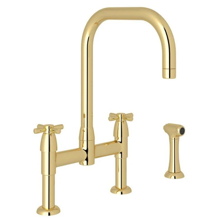 Kitchen Faucet Holborn 8 Inch Spread 2 Cross Polished Nickel Bridge U-Spout 1.8 Gallons per Minute - Frankwebs