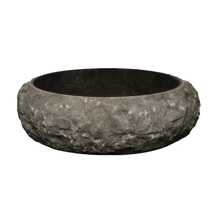 Vessel LaPaz Chiseled 15-3/4 Inch Black Marble - Frankwebs
