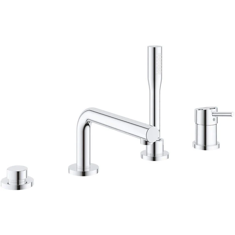 Roman Tub Filler Concetto Deck Mount 1 Lever Starlight Chrome 4 Hole - Frankwebs