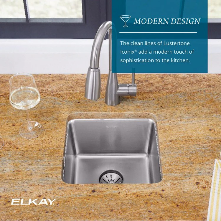 Kitchen Sink Lustertone Iconix 32.5 x 19.5 Inch Single Bowl Luminous Satin Undermount Drain Location Rear Center - Frankwebs