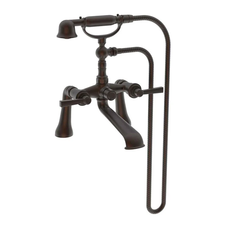 Tub Filler Miro Exposed Deck Mount with Handshower 7-1/4 Inch Spread 2 Lever ADA Antique Nickel 2 Hole - Frankwebs
