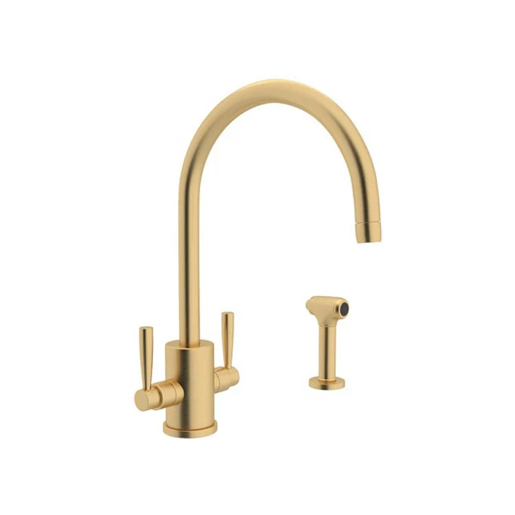 Kitchen Faucet Holborn Round Body 2 Lever English Bronze C-Spout 1.8 Gallons per Minute - Frankwebs