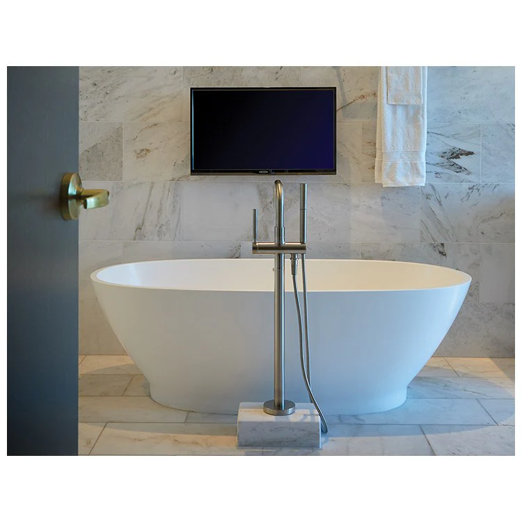Soaking Tub Alissa 64.75 x 33.5 Inch Freestanding Center Biscuit Matte Sculpturestone 90 Gallons 21-5/8 Inch - Frankwebs