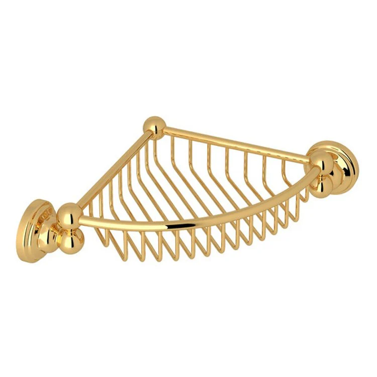 Shower Basket Edwardian Corner 7-3/4 Inch English Gold Brass - Frankwebs