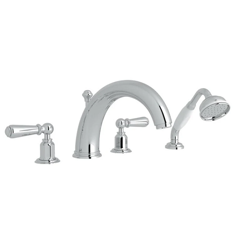 Tub Filler Edwardian Deck Mount with Handshower 2 Lever Fixed Spout Satin Nickel - Frankwebs