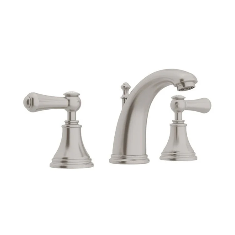 Lavatory Faucet Georgian Era 6-15 Inch Spread 2 Porcelain Cap Lever Polished Nickel 1.2 Gallons per Minute High Neck Spout - Frankwebs