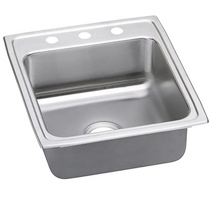 Kitchen Sink Lustertone Classic 19.5 x 22 Inch Single Bowl ADA Lustrous Satin Drop-In Rectangle Drain Location Rear Center Depth 6-1/2 Inch Quick Clip Mounting System Bottom Only Pads - Frankwebs