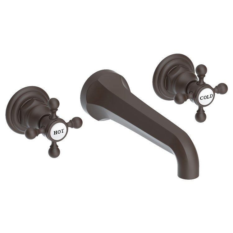 Lavatory Faucet Astor Wall Mount 8 Inch Spread 2 Cross ADA Watersense Flat Black 1.2 Gallons Per Minute Brass Less Drain Spout Reach 7-1/2 Inch - Frankwebs