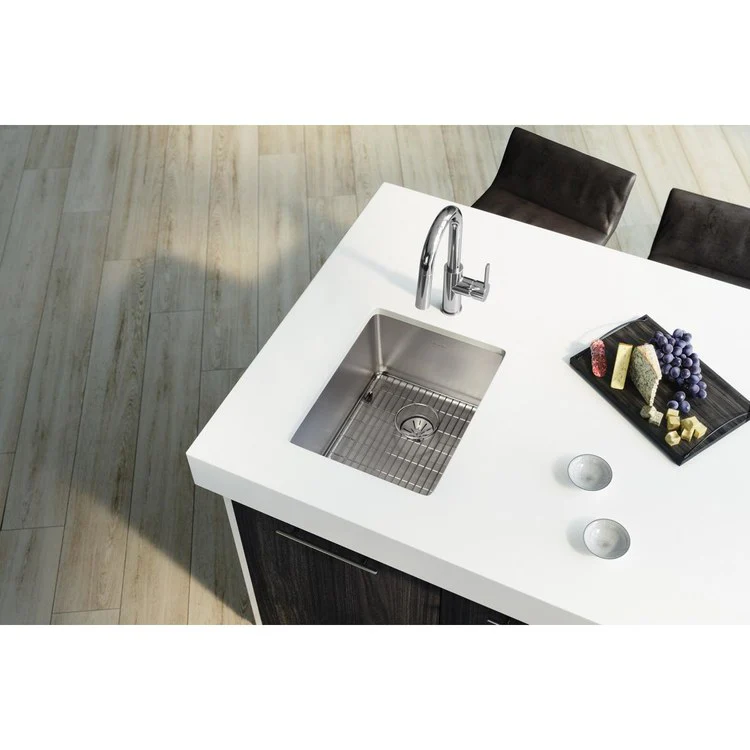 Kitchen Sink Lustertone Iconix 16.5 x 20.5 Inch Single Bowl Kit with Perfect Drain Luminous Satin Undermount - Frankwebs