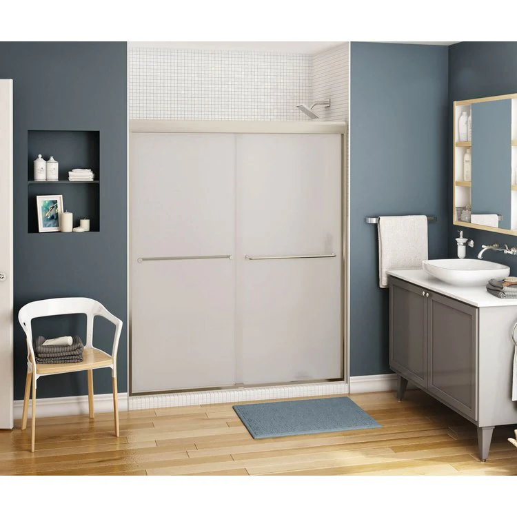 Shower Door Kameleon Sliding 55-59L x 71H Inch Brushed Nickel Frosted 1/4 Inch 55-59x71 Inch - Frankwebs