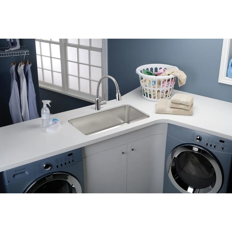 Kitchen Sink Lustertone Classic 21.5 x 18.5 Inch Single Bowl Lustrous Satin Undermount Drain Location Rear Center - Frankwebs