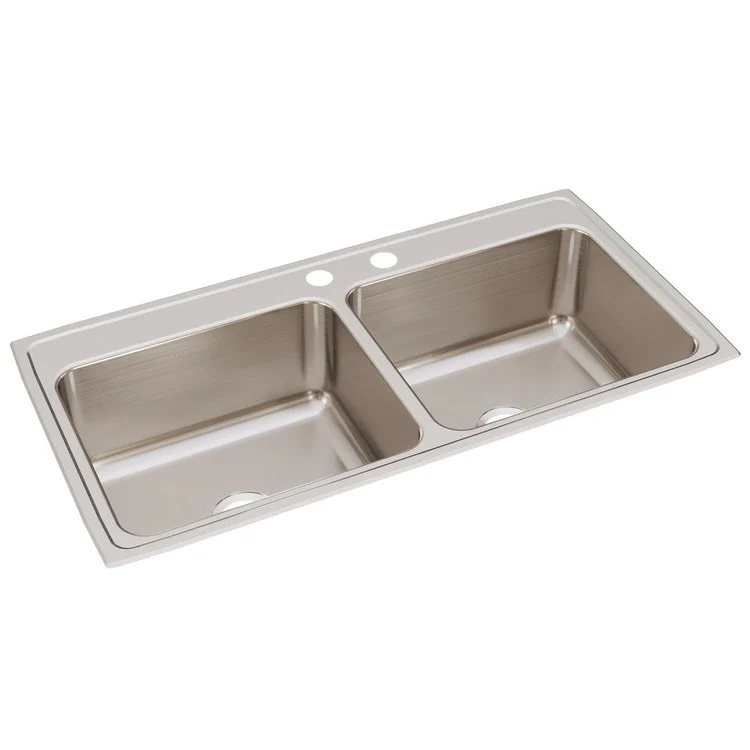 Kitchen Sink Lustertone Classic 43 x 22 Inch Double Bowl Equal MR2 Hole Lustrous Satin Drop-In 10-1/8 Inch - Frankwebs