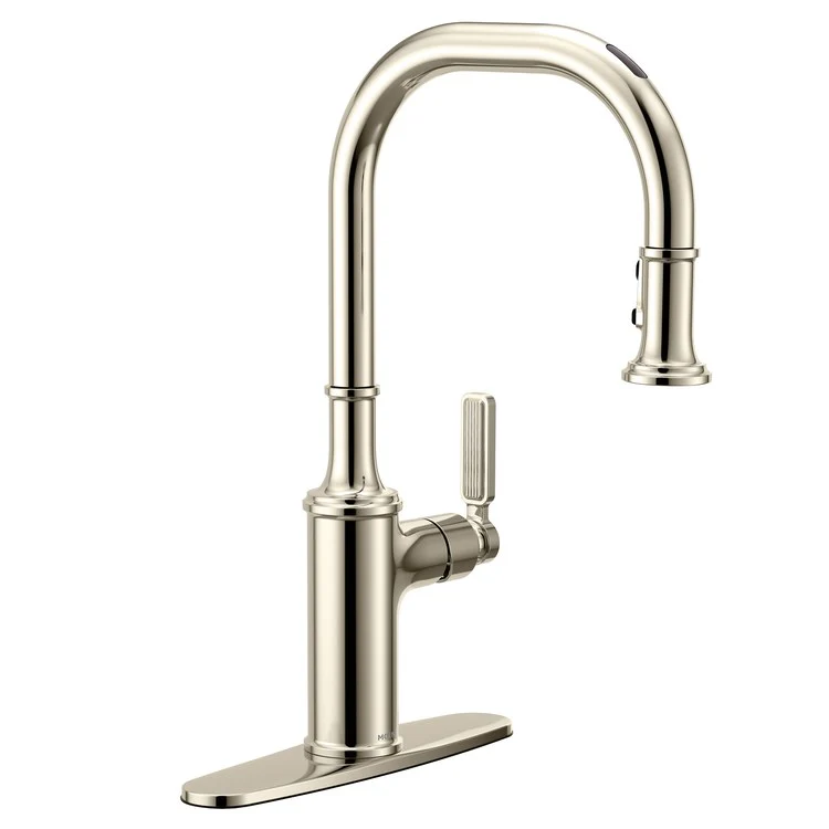 Kitchen Faucet Smyth 1 Lever ADA Polished Nickel High Arc 1/3 Hole Voice Activated 1.5 Gallons per Minute - Frankwebs