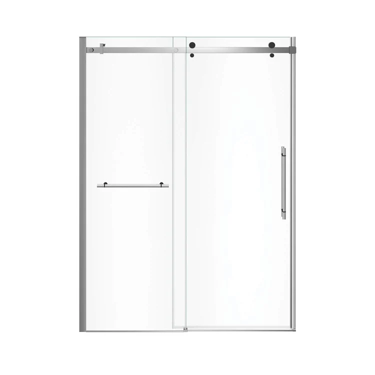 Shower Door Vela Sliding with Towel Bar 59L x 78-3/4H Inch Matte Black/Brushed Nickel Clear 5/16 Inch 56-1/2 to 59x78-3/4 Inch - Frankwebs