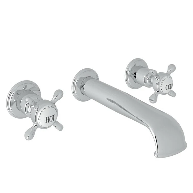 Lavatory Faucet Edwardian Wall Mount 2 Cross Satin Nickel 1.2 Gallons per Minute U-Spout - Frankwebs