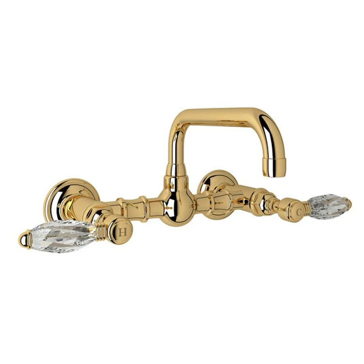 Lavatory Faucet Acqui Wall Mount 2 Swarovski Crystal Lever Tuscan Brass 1.2 Gallons per Minute 2 Holes - Frankwebs