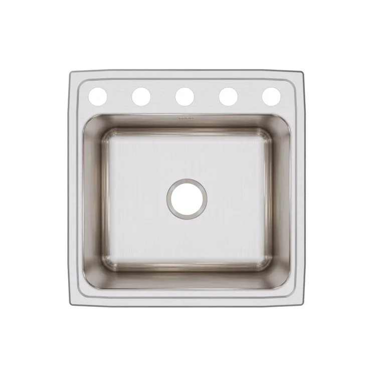 Kitchen Sink Lustertone Classic 22 x 22 Inch Single Bowl 5 Hole Lustrous Satin Drop-In 12-1/8 Inch - Frankwebs