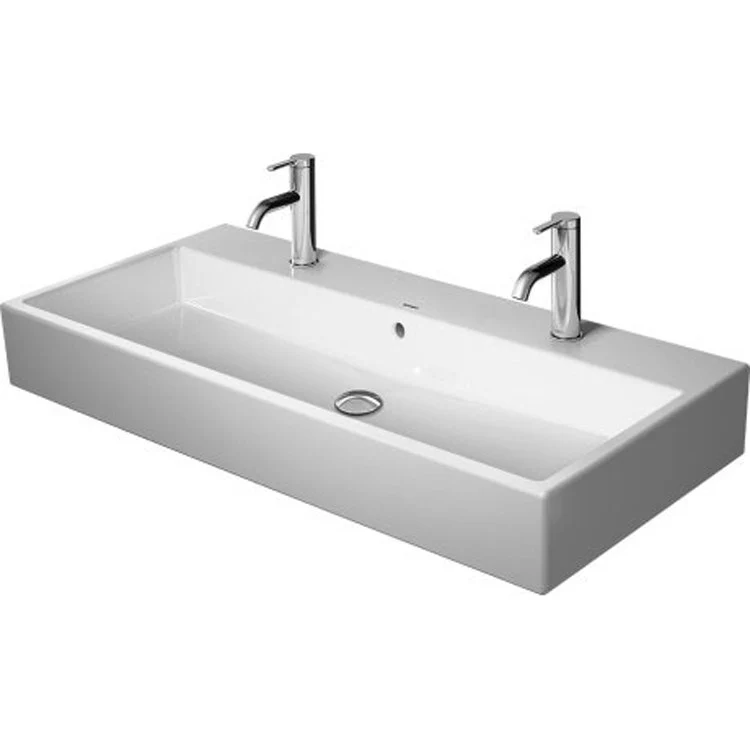 Lavatory Sink Vero Air Ground with Overflow 39-3/8 x 18-1/2 Inch 18-1/4 Inch Spread Rectangle White 2 Hole - Frankwebs
