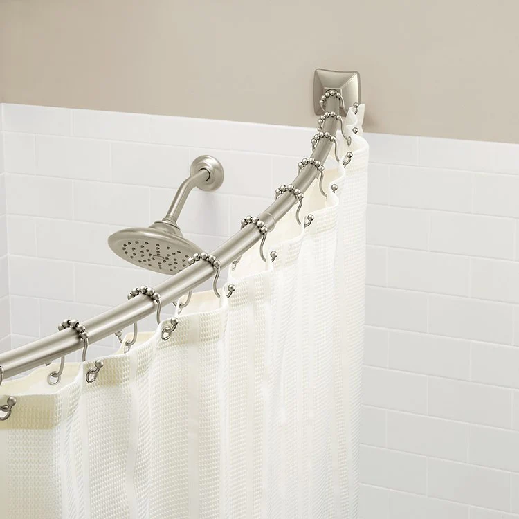 Adjustable-Length Curved Stainless Steel Shower Rod with Concealed Mount Flanges - Frankwebs