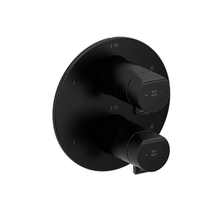 Thermostatic and Pressure Balance Valve Trim Parabola 3/4 Inch Round 4-Way 6 Function 2 Lever Black - Frankwebs