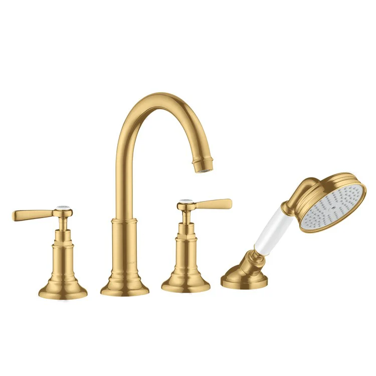 Roman Tub Trim Montreux Deck Mount with Handshower 2 Lever Brushed Black Chrome 8 Inch Spread 5.28 Gallons per Minute - Frankwebs
