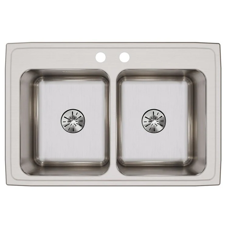 Kitchen Sink Lustertone Classic 33 x 22 Inch Double Bowl Equal with Perfect Drain 2 Hole Lustrous Satin Drop-In 10-1/8 Inch - Frankwebs