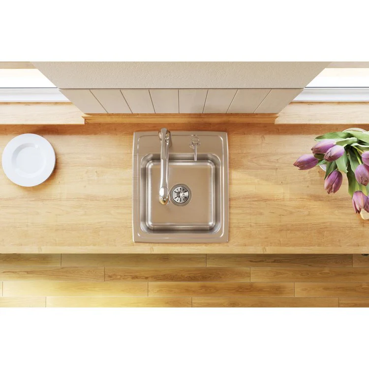 Kitchen Sink Lustertone Classic 17 x 20 Inch Single Bowl OS4 Hole Lustrous Satin Drop-In - Frankwebs